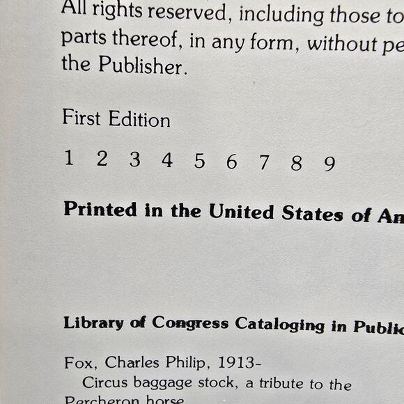 Vintage Circus Baggage Stock Percheron Horse Charles Philip Fox HC 1st Ed 1983 - Picture 10 of 16